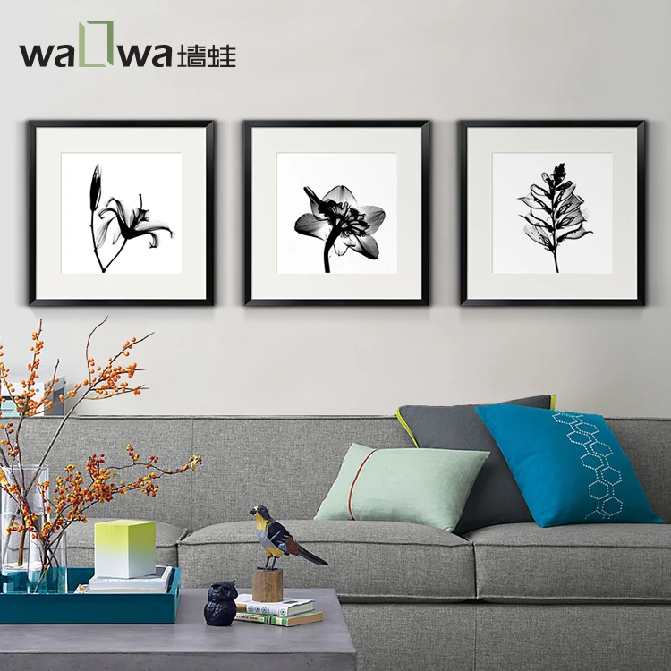 Wall frog X photography triptych modern minimalist black and white bedroom wall hanging Home Furnishing mural painting the livin | Дом и сад