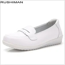 Женская повседневная обувь на плоской подошве; сезон весна-лето; женские лоферы без застежки; женские белые кроссовки из натуральной кожи