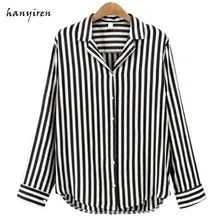 2019 nueva primavera otoño blusa de las mujeres de cuello en V manga larga camisas tops de oficina de mujer blusa de rayas para negocios