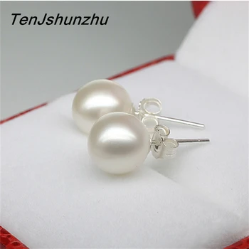 

Hot 925 Sterling Silver Prevent Allergy Simulated Pearl Stud Earrings for Women Wedding Earrings Jewelry EH568