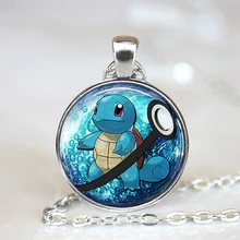 2016 New Anime Jewelry Squirtle Pokeball Necklace // 27 mm Round Pokemon Necklaces & Pendants