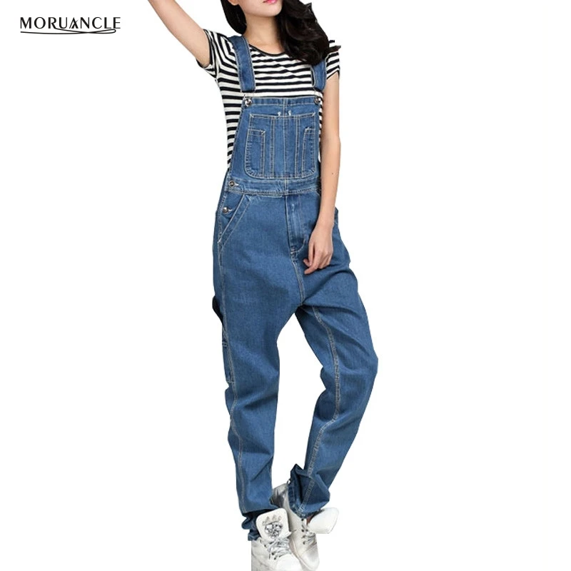 

MORUANCLE Fashion Women's Denim Bib Overalls Loose Baggy Jeans Jumpsuits Bodysuits Suspender Pants Plus Size 28-46