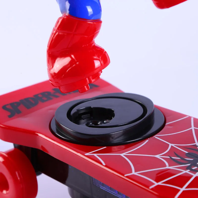 Automatic rotation Electric Skateboard spiderman Dance Robot Electronic Walking Toys With Music Light Kids Toy