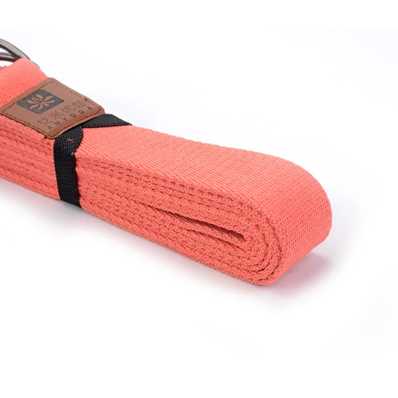Cotton yoga strap with D-ring