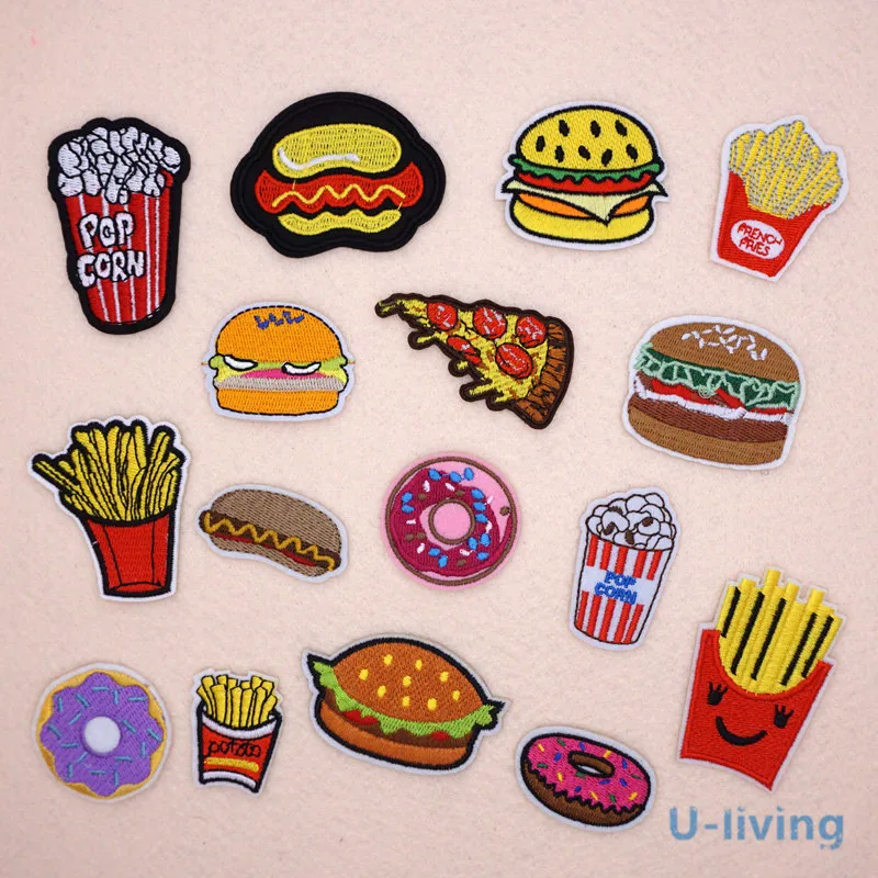 

1Pcs Mix foods Patches for Clothing Iron on Embroidered Sew Applique Cute Patch Fabric Badge Garment DIY Apparel Accessories