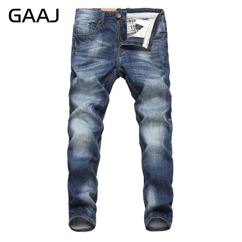 

GAAJ Brand Men Jeans 2019 Jean Retro Vintage Stretch Straight Slim Fit Jeans For Man Long Pants Cotton Male Big Plus Size 38 40
