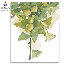 diy plant and flower Ginkgo tree digital oil painting coloring by numbers with paint kits package to learn for living room decor