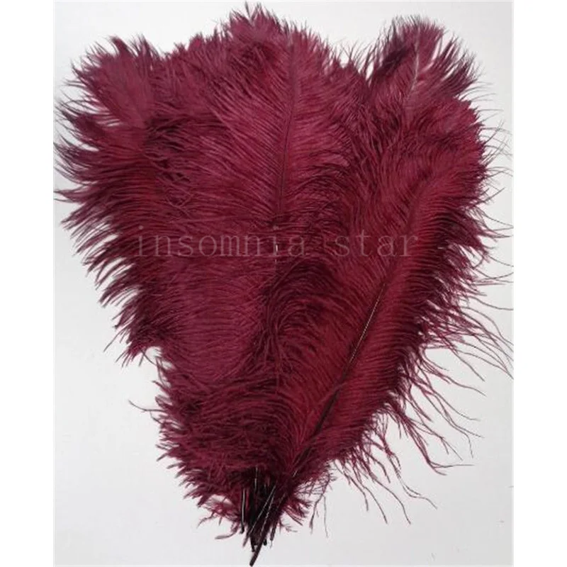 

100pcs small pole 100% natural ostrich feather dyed burgund 15-75CM/6-30Inch for party mask headdress clothing accessories