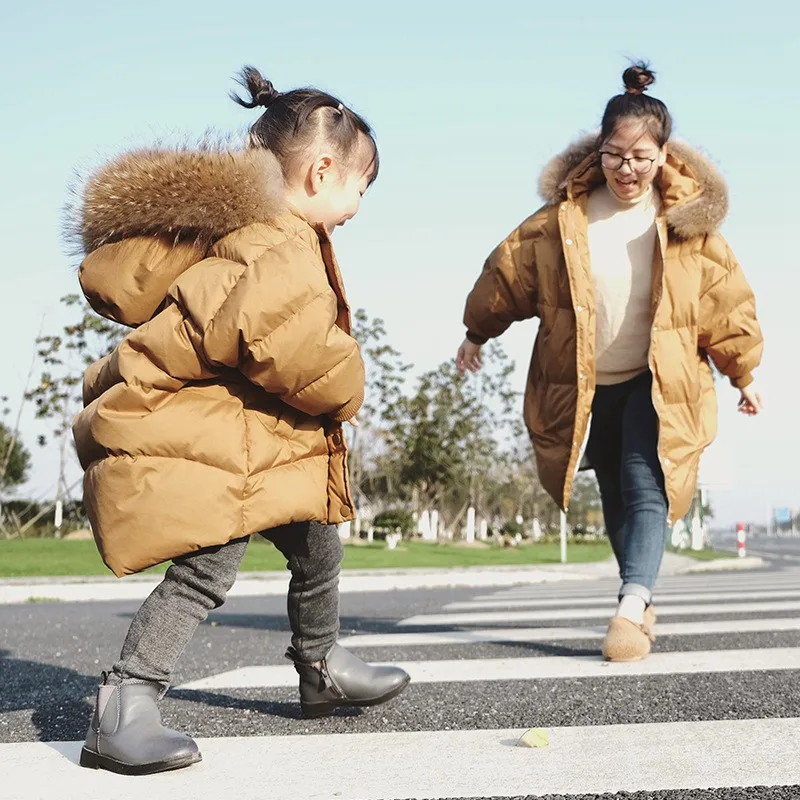 COOTELILI Warm Jakcet For Girls Coat Boys Winter Jacket Parka  Real Raccoon Fur Snowsuit Kids Girls Clothes Winter 90-130cm (3)