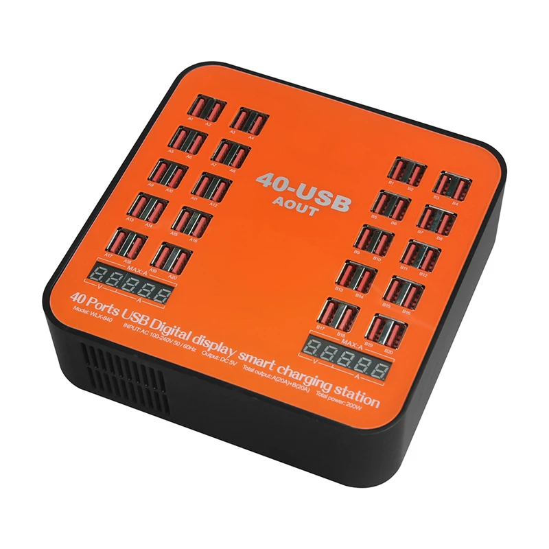 

40 Ports USB Charger LCD Display Phone Fast Charge Multi-port Topspeed Phone Charger USB Adapter Chargeur Desktop Chargers