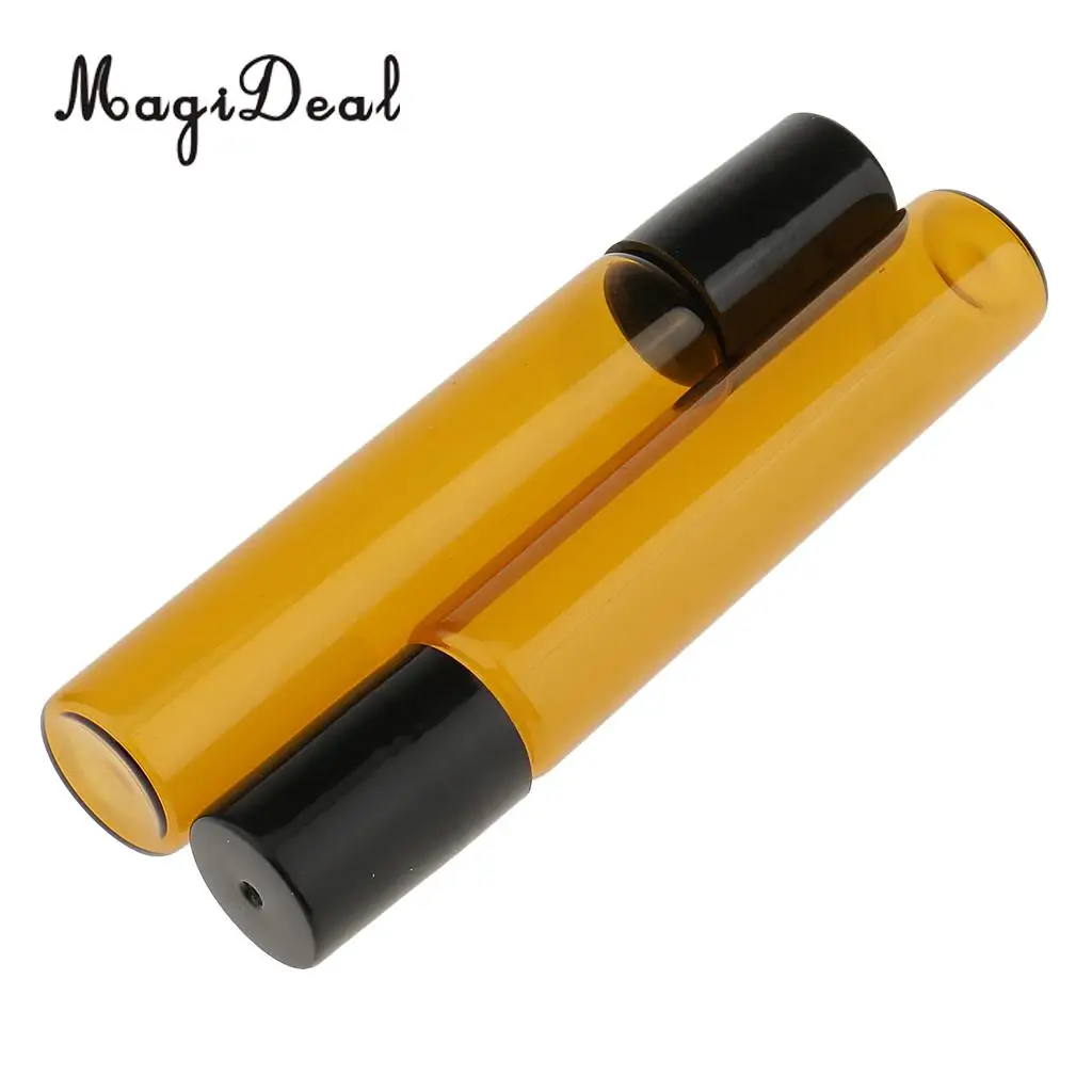 2 Layers Wooden Essential Oil Display Rack Organizer Stand Holder with 6 Pieces 10ml Refillable Roll On Glass Bottles