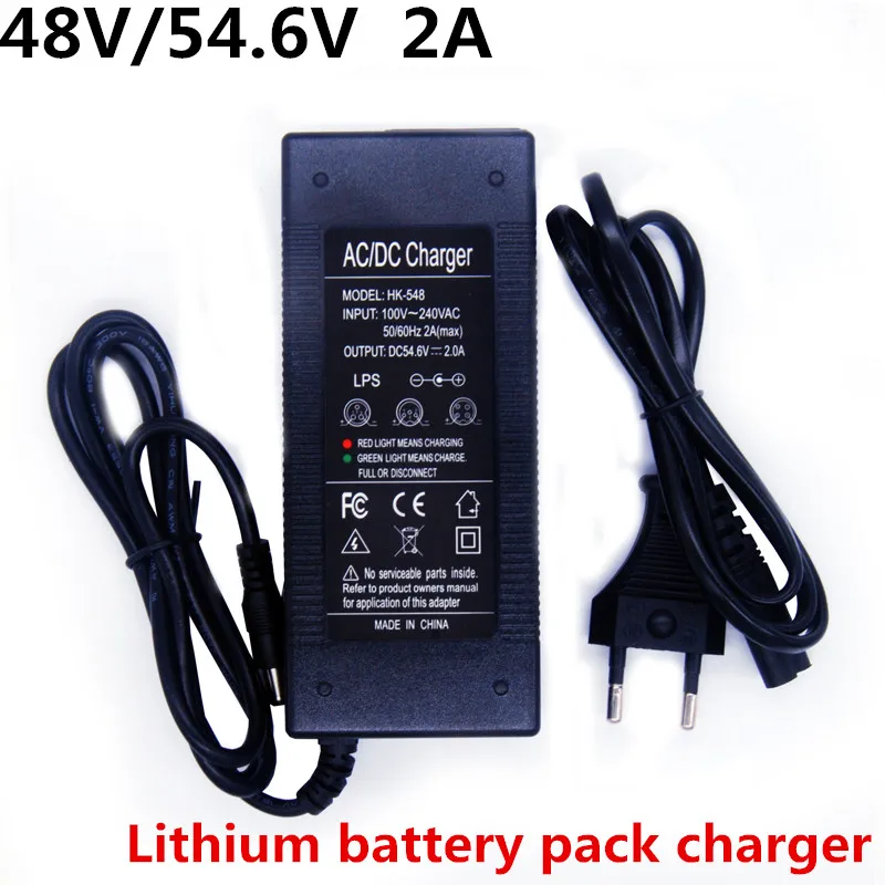 

New 54.6V 2A Charger 13 S 48V Lithium Ion Battery Liitokala Charger Output DC 54.6V Lithium Polymer Battery Charger
