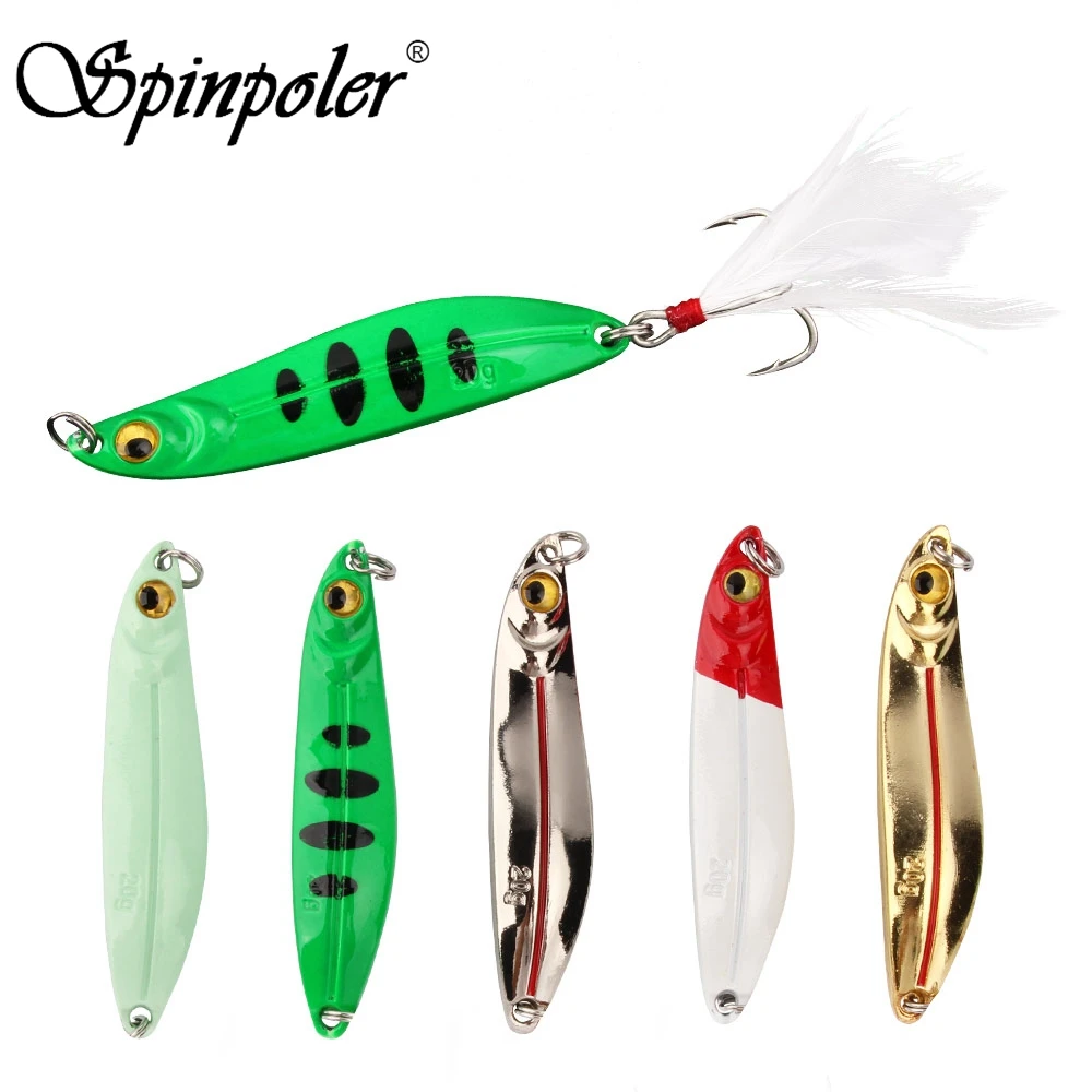 Bass Hook Feather Metal Fishing Lures Jig Bait Spinning Baits Lead Casting