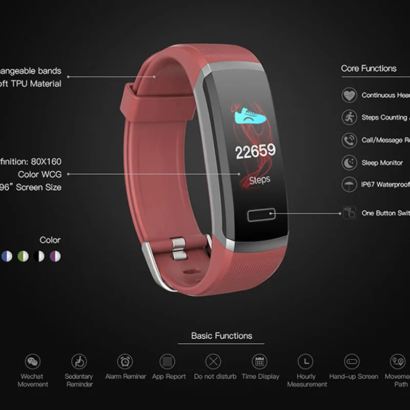 Горячая смарт-браслет цветной экран умный Браслет динамический монитор сердечного ритма в реальном времени спортивные водонепроницаемые смарт-наручные часы