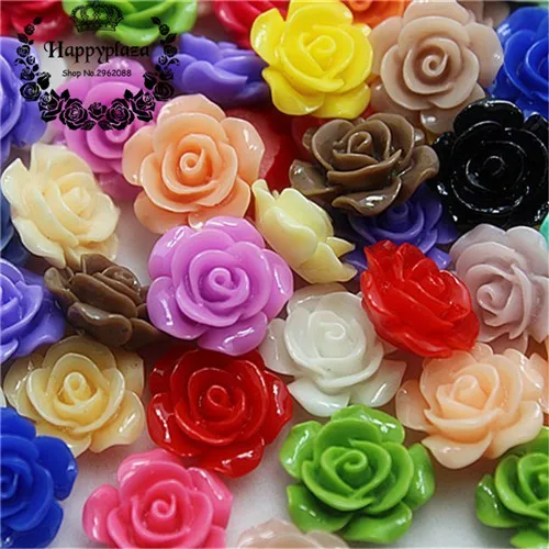 50 шт 15 мм Цветы из полимера, розы плоская спина, Кабошон DIY Ювелирные изделия/ремесло украшения, 20 цветов на выбор - Цвет: mix colors 50pcs