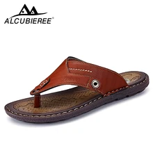 Summer Slippers Beach Shoes Flip Flops Leather Men Sandals 2018 Casual Summer Beach Flip Flops Sneaker Sandals Leather Adult