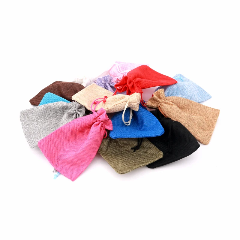 1 Piece(7x9cm) Linen Jute Drawstring Gift Bags Jewelry Packaging Bag Wedding Party Decoration Favors Drawable Gift Bag& Pouche