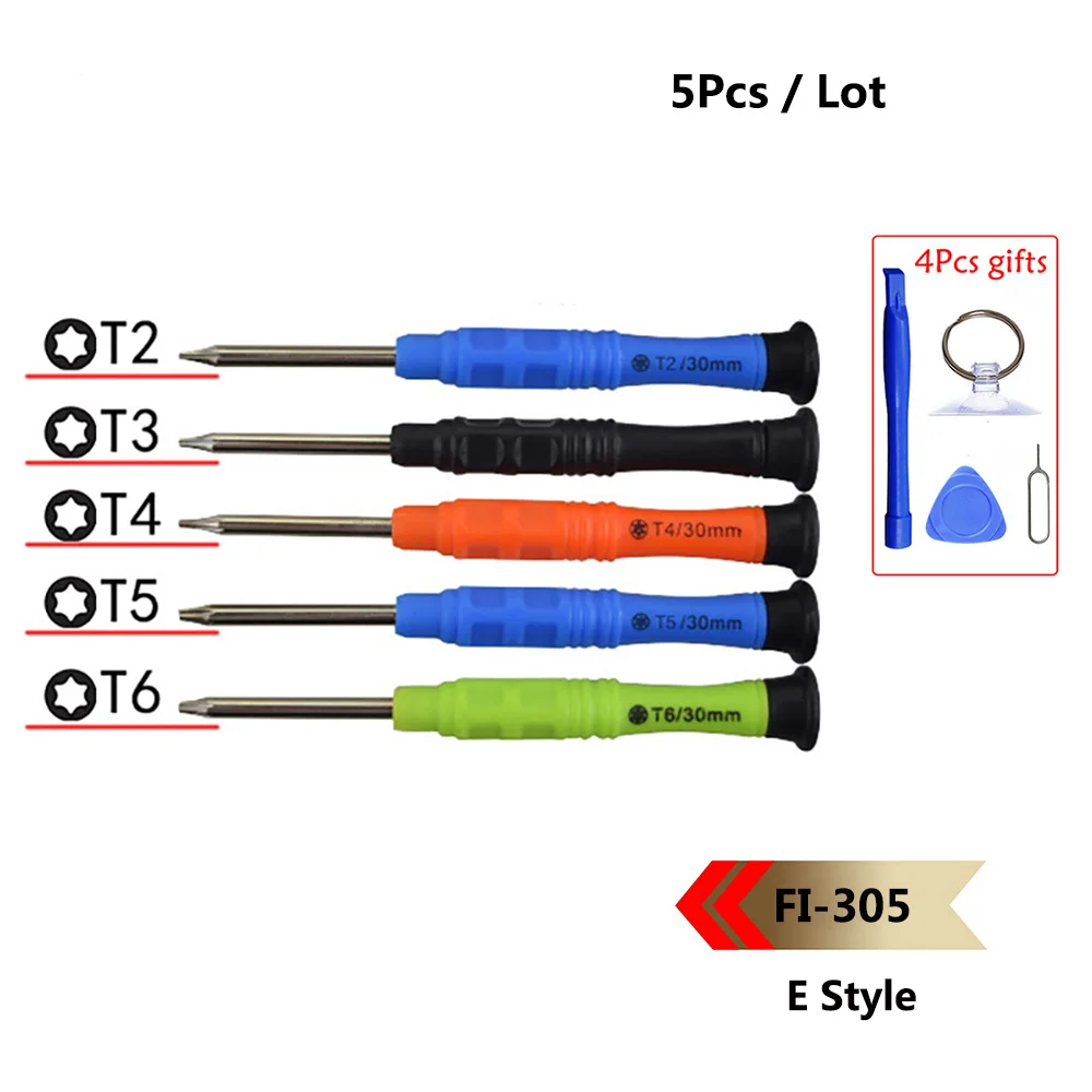 5 шт. 33 мм/85 мм T2 T3 T4 T5 T6 прецизионный Torx отвертка набор для ремонта мобильного телефона планшета - Цвет: E Style with gift