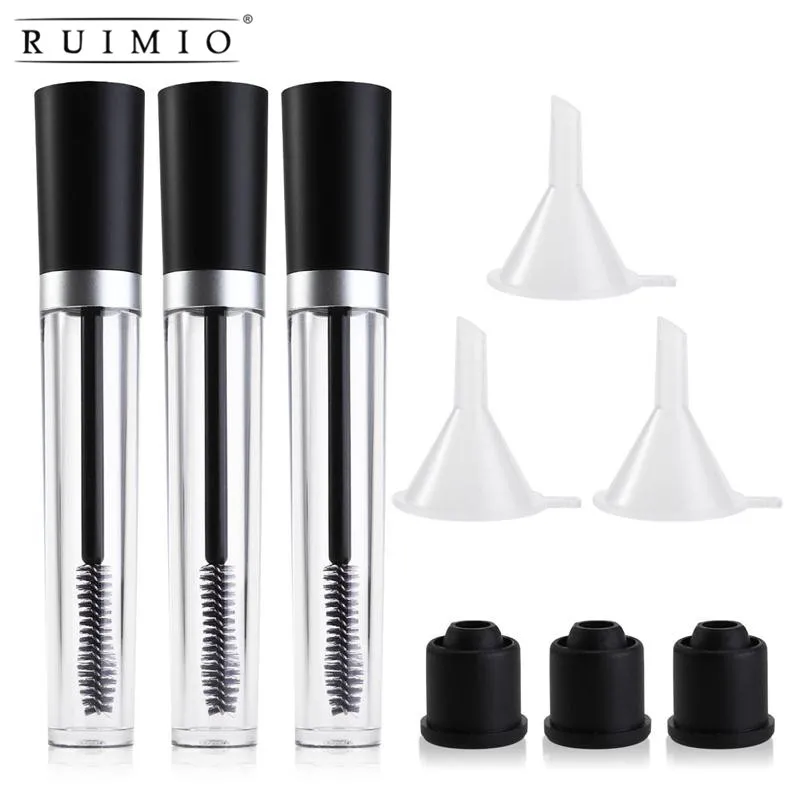 

RUIMIO 3pcs 7.5ml Empty Mascara Tube with 3pcs Eyelash Wand Eyelash Cream Container Bottle Rubber Inserts Funnels for Castor Oil