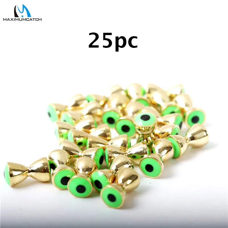 Maximumcatch 25 шт./лот 3,2 мм-6,3 мм латунная гантель для завязывания мушек с глазами материал для завязывания мушек - Цвет: Gold Green