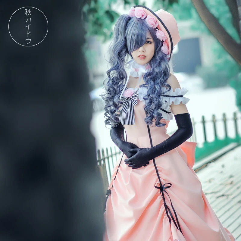New Black Butler Kuroshitsuji Ciel Cosplay Costume Girls Pink