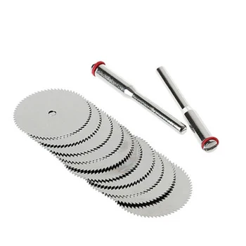 

12pcs Cutter Saw Discs Rod Mandrel Kit Cut Off Wooden Particleboard Plywood Surfaces Rotary Cutting Tools
