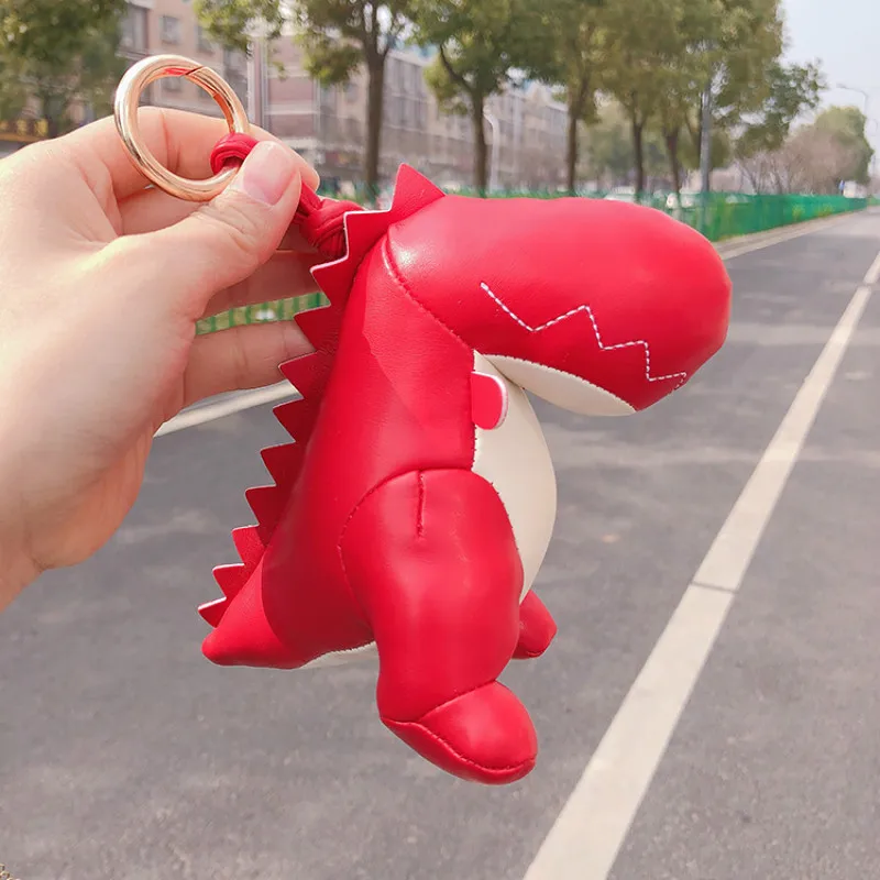 

Dinosaur Keychain Key Ring 3 Colors Fashion Cotton Stuffing Cartoon PU Key Chain Creative Car Bag Pendant Keyring Accessories