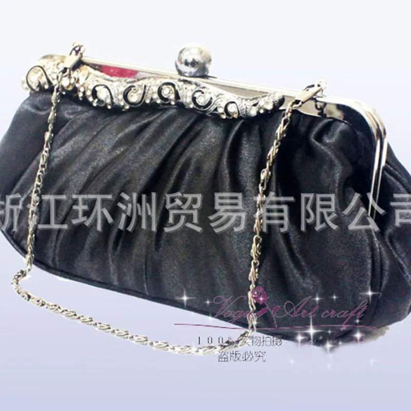 Женская атласная сумочка со стразами для невесты вечерние сумочки для макияжа Новая мода - Цвет: Черный