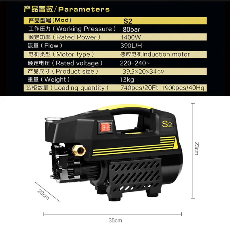 220 V-240 V асинхронный двигатель 1.4kW 140bar высокое Давление шайбы автомобиля большой поток 6.5LPM самовсасывающий насос для Хо Применение держать домашний Применение очистная машина