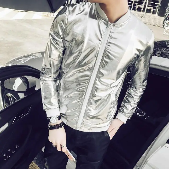 5XL Летняя мужская куртка бомбер Мода 2018 Slim Fit Солнцезащитная одежда Серебристые