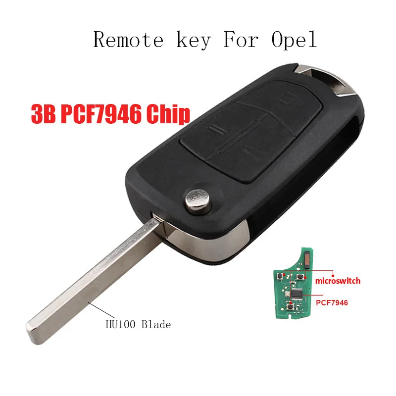 

3Button 434Mhz Remote Key for Vauxhall Opel Vectra C 2002 2003 2004 2005 2006 2007 2008 PCF7946Chip HU100 Blade Folding Car Keys