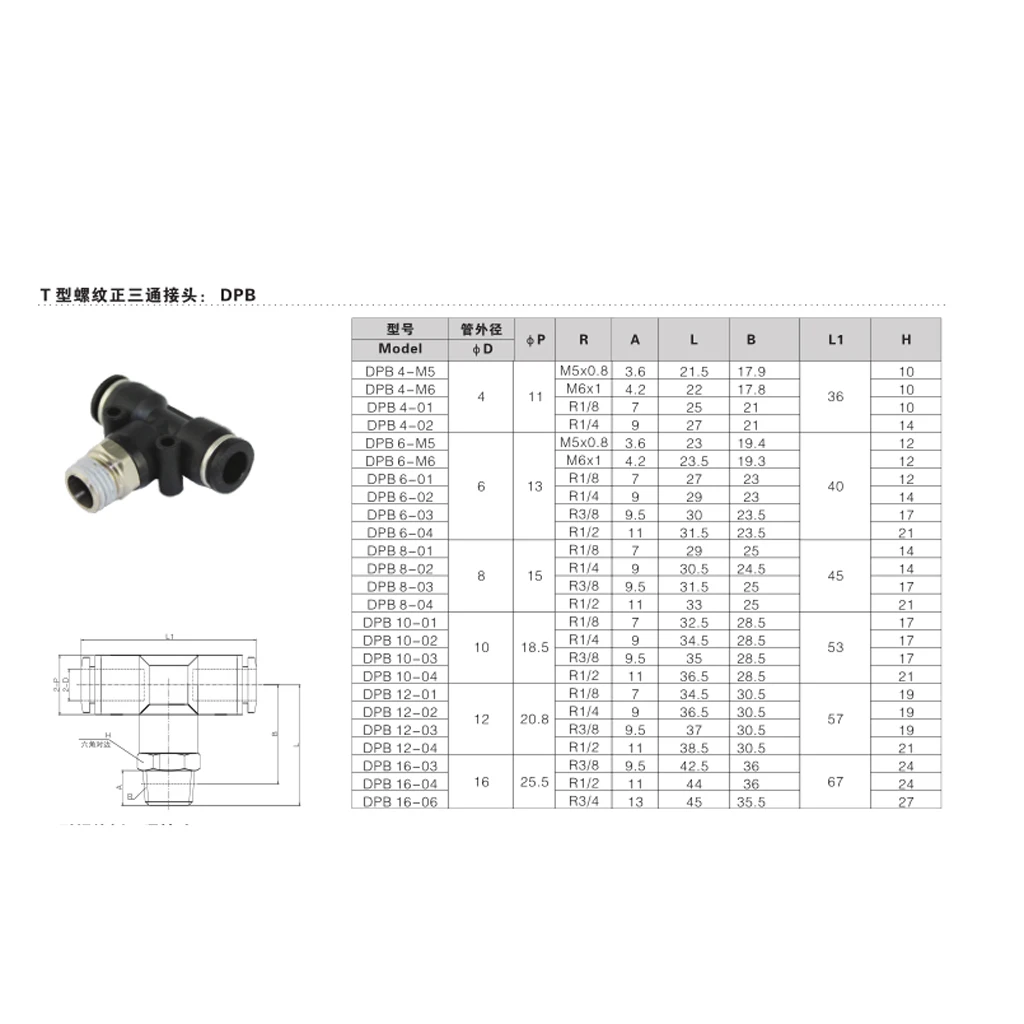 

5 Pieces 10mm 12mm Air Water Hose Tube Triple Push In Male Thread Pneumatic Fittings