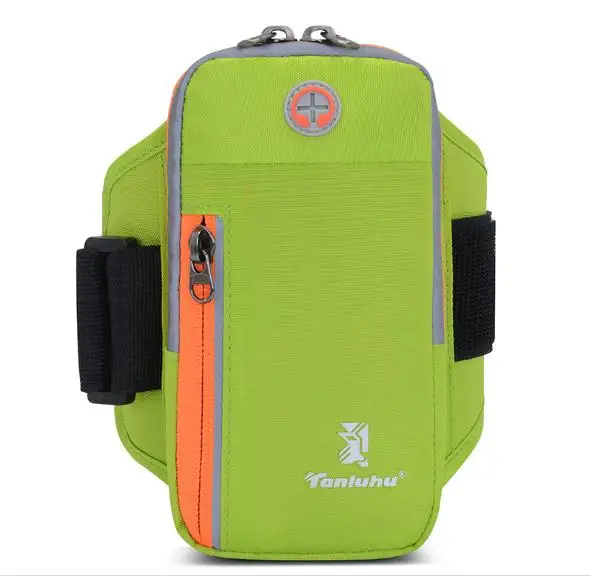 Сумка для бега TANLUHU 395, нейлоновая спортивная сумка для мобильного телефона, чехол для телефона, мужская и женская Регулируемая сумка на запястье, сумка на руку - Цвет: Зеленый цвет