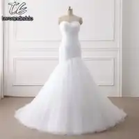 新到着 8 層シャーリングチュールマーメイドウェディングドレスレースアップホワイト/アイボリーと結婚ドレスブライダルドレスホット販売