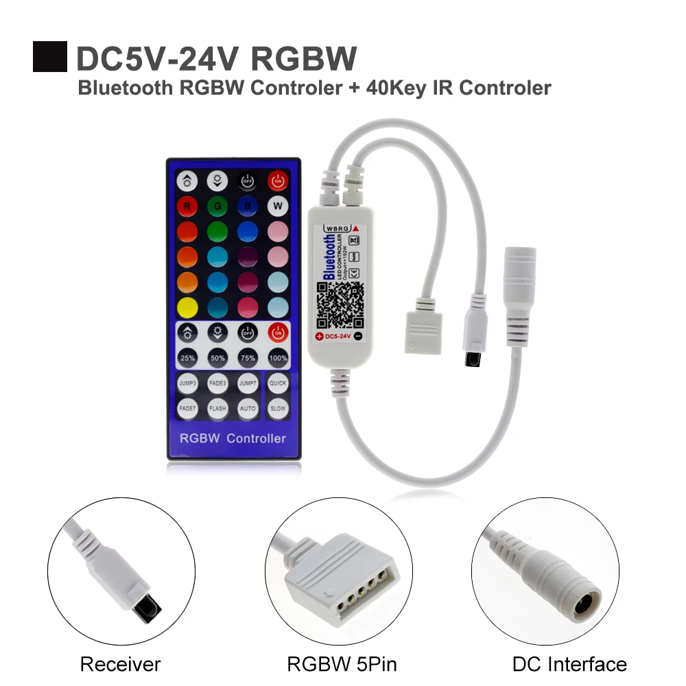 RGBW светодиодный контроллер DC12V 40Key ИК-пульт дистанционного управления/Bluetooth управление для RGBW или RGBWW светодиодные полосы света