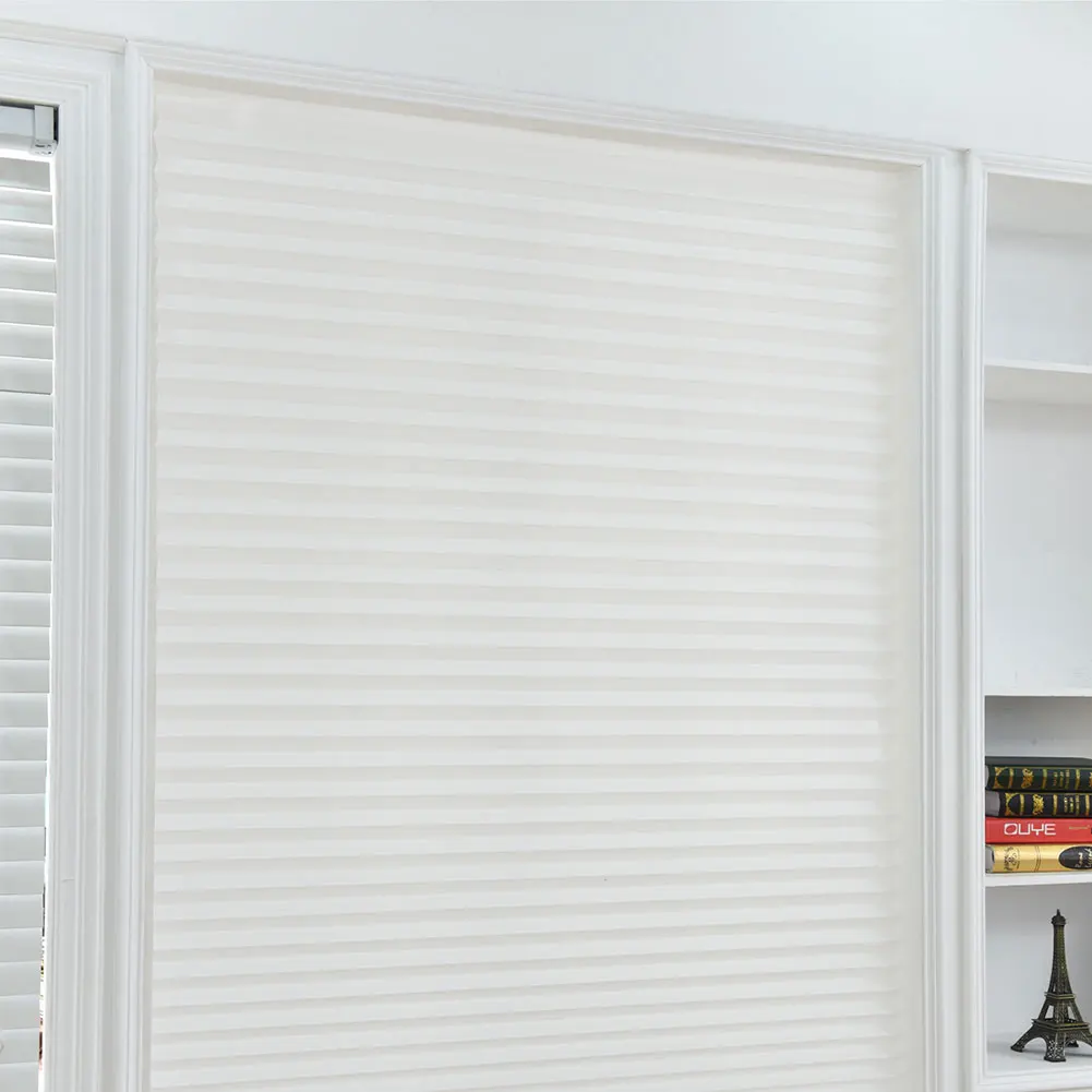 Us 3 39 15 Off Bedroom Modern Windows Half Blackout Non Woven Fabric Pleated Blind Kitchen Safety Office Curtain Self Adhesive Balcony Shades In