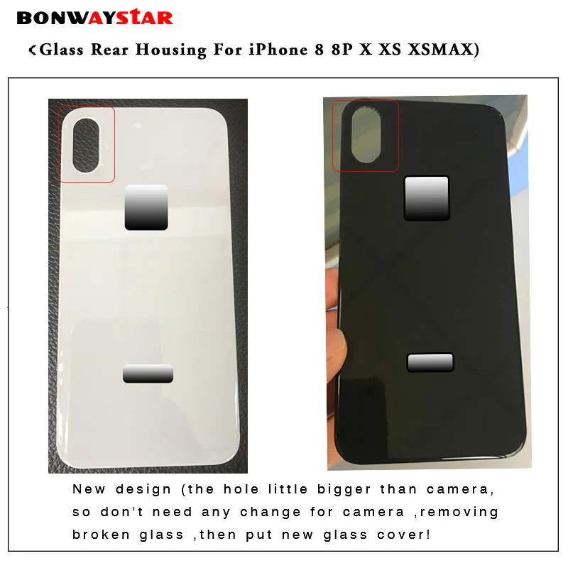 

New Easy change Back Cover replacement Glass Rear Housing For iPhone X 8 plus 8P XS Door Body Assemble Housing with big hole