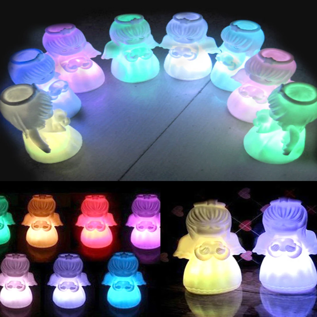 

Angel Night Light Energy Saving LED Lamp Romantic LED Colorful Changing Villain Lights