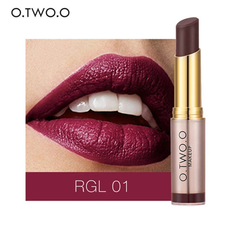 

New O.TWO.O Brand Makeup Matte Lipstick Waterproof Long Lasting Velvet Beauty Red Lips 20 Colors Nude Lip Stick Cosmetic Make Up