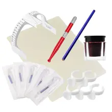 15 шт./компл. Перманентный макияж бровей татуировки наборы Практичная ручка для микроблейдинга иглы пасты кожи линейки для начинающих