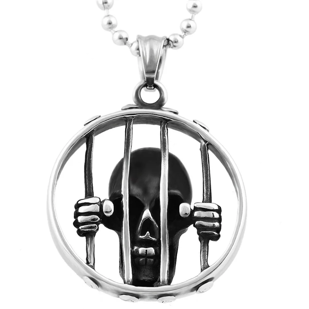 

Wholesale Stainless Steel Biker Skull Pendant Necklace For Men Punk Jewelry