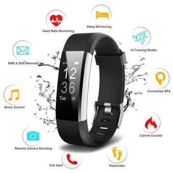 

ID115 Plus HR Smart Wristband Heart Rate Monitor Activity Fitness Tracker Smartband Bracelet Sport Wrist Band for Android iPhone