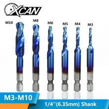 XCAN 1/4mm Shank M3-M10 HSS Thread Tap Set Metric Tap Drill Nano Blue Coated Machine Screw Tap