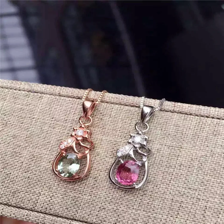 Kjjeaxcmy бутик Jewels S925 серебро Природный кристалл турмалина капли воды ожерелья комплект цепь Подарочная коробка цепи