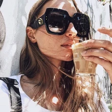 HBK yeni güneş kadınlar kare boy güneş kadınlar moda güneş gözlüğü bayan marka tasarımcısı Vintage Shades Gafas Oculos