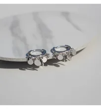 NOVO o novo 925 brinco de prata sterling rodada estrela borla anel de orelha osso do ouvido ouvido fivela personalidade selvagem feminino prata orelha jóias(China)