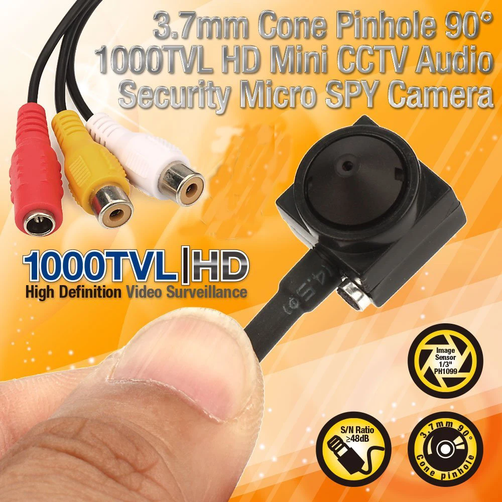 Uvusee CCTV 1/3 Sony CCD 1000TVL 3 7 мм широкоугольная HD мини камера видеонаблюдения с аудио