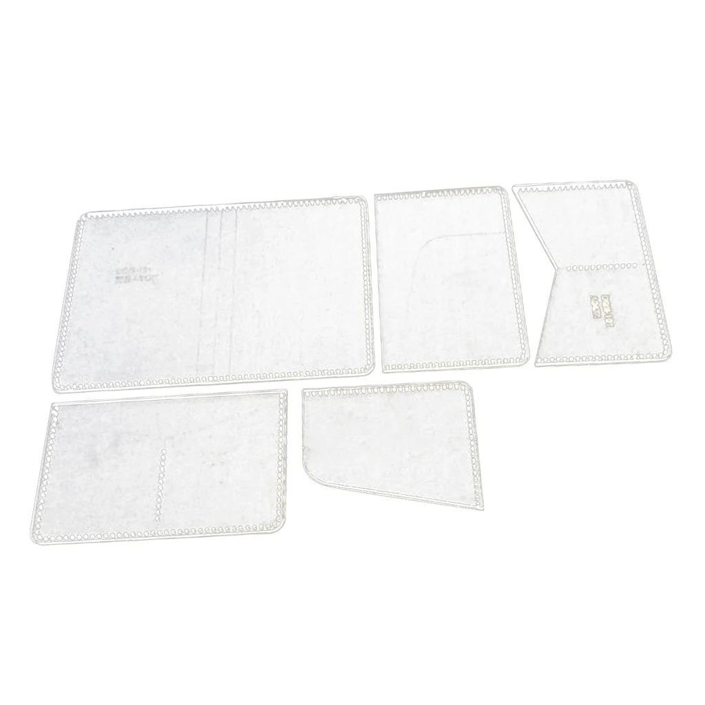 5 Pieces Leather Craft Card Holder Card Protector Pattern Transparent Acrylic Template Stencils