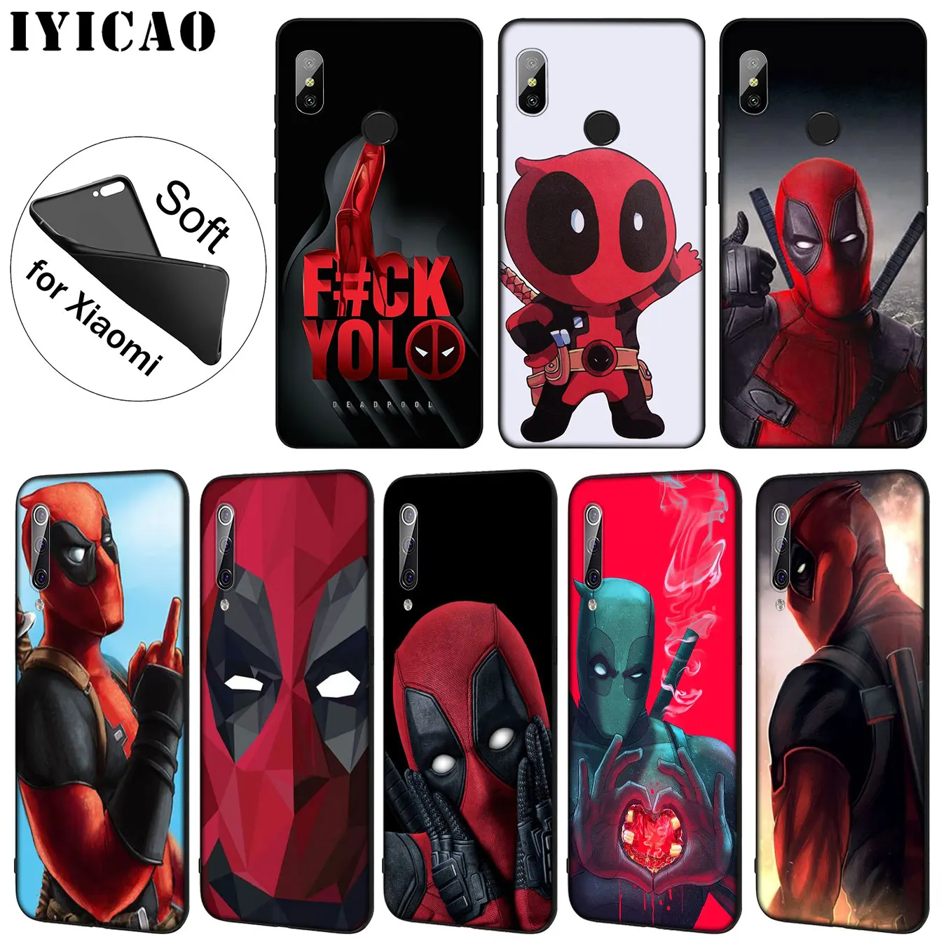 IYICAO Deadpool Мягкий силиконовый чехол для телефона Xiaomi Mi 9 SE 9T CC9 CC9E 8 A3 Pro A1 A2 Lite pocophone f1