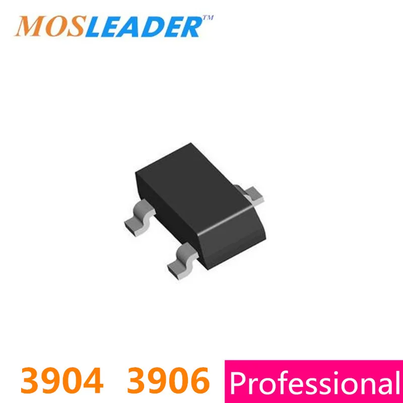 

Mosleader 3904 3906 SOT23 3000PCS Full reel NPN 0.2A 200mA 50V PNP MMBT3904 MMBT3906 Made in China High quality